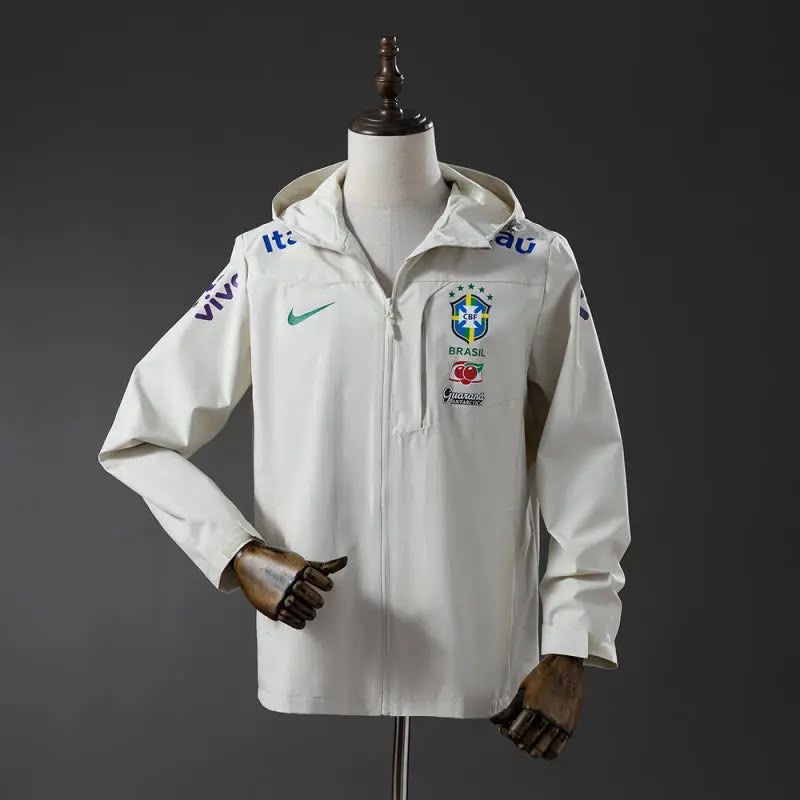 Veste coupe-vent à capuche Brésil – Blanc crème