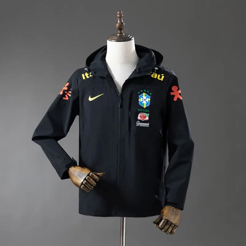 Veste coupe-vent à capuche Brésil – Noir